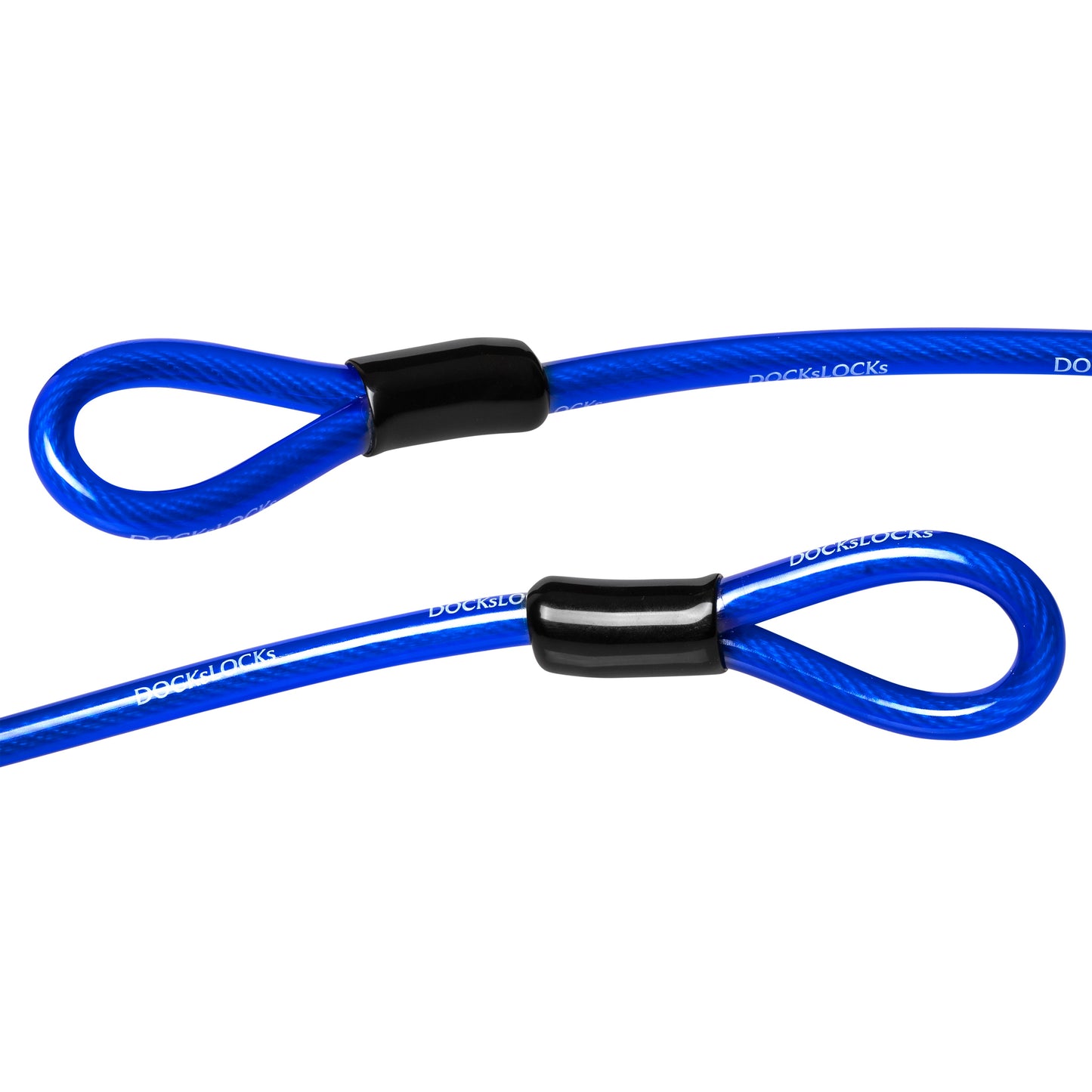 Câble de sécurité enroulé DocksLocks® antivol et résistant aux intempéries avec extrémités en boucle (5', 10', 15', 20' ou 25')