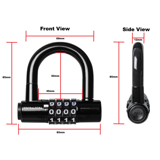 DocksLocks 8mm security chain shown with link dimensions