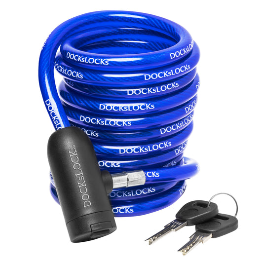 DocksLocks® Anti-Theft Weatherproof Coiled Security Cable with Key Lock (5', 10', 15', 20' or 25')