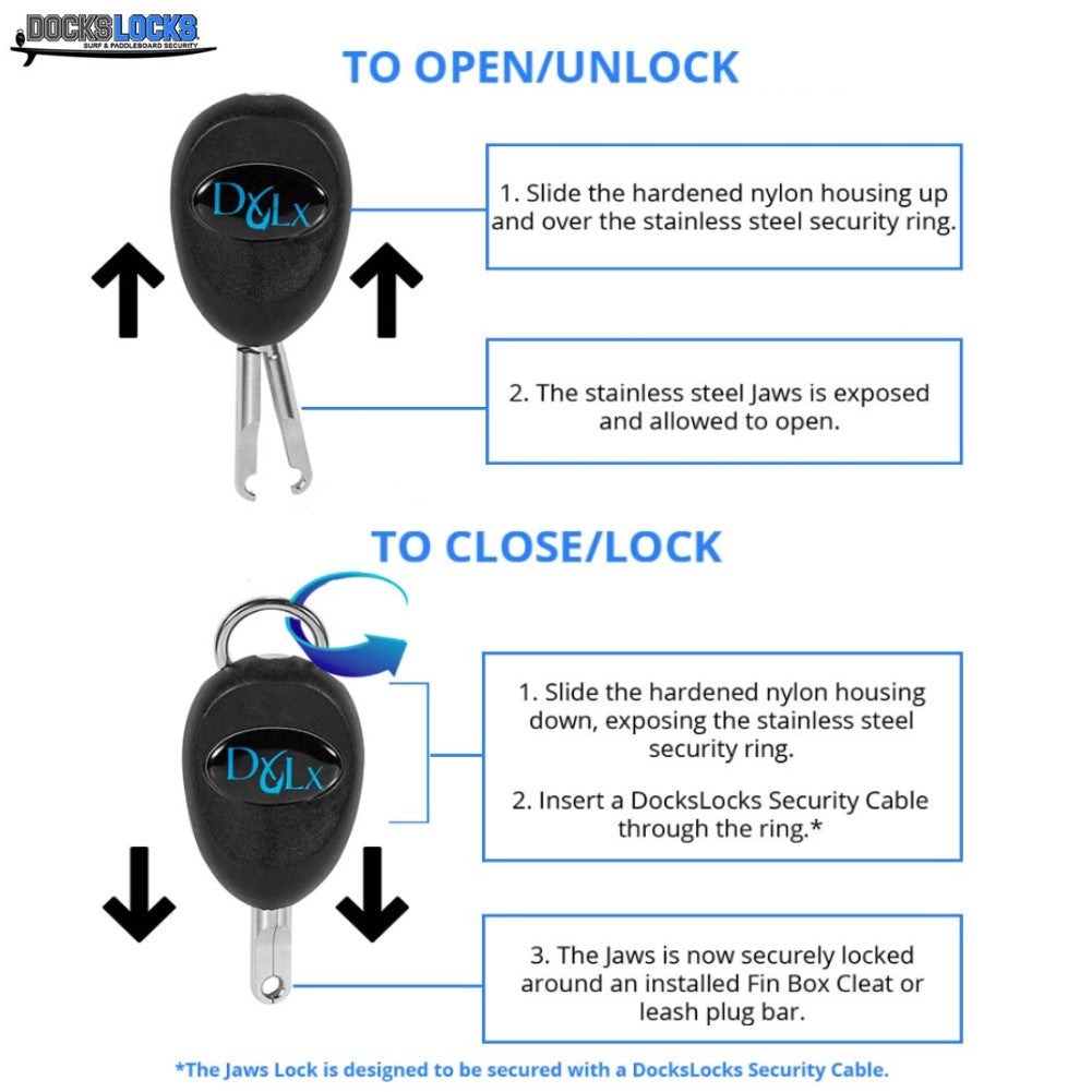 DocksLocks® Deluxe SUP Système de sécurité antivol pour planche à pagaie avec cadenas à pagaie