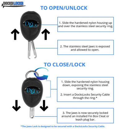 DocksLocks® Deluxe SUP Système de sécurité antivol pour planche à pagaie avec cadenas à pagaie